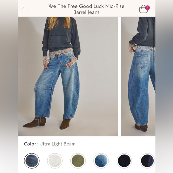 NWOT Free People We The Free Good Luck Mid-Rise Barrel Jeans ultra high beam 26 - Picture 13 of 16